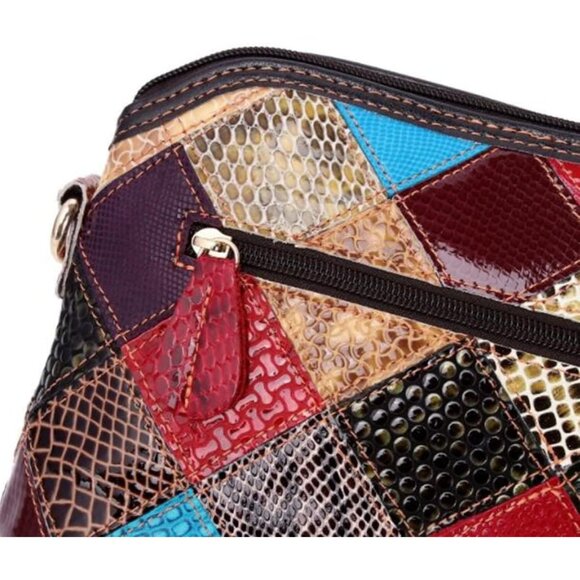 Leather Crossbody Bag Women Multicolor Rainbow Flower Small Purse Adjustable - Picture 8 of 8